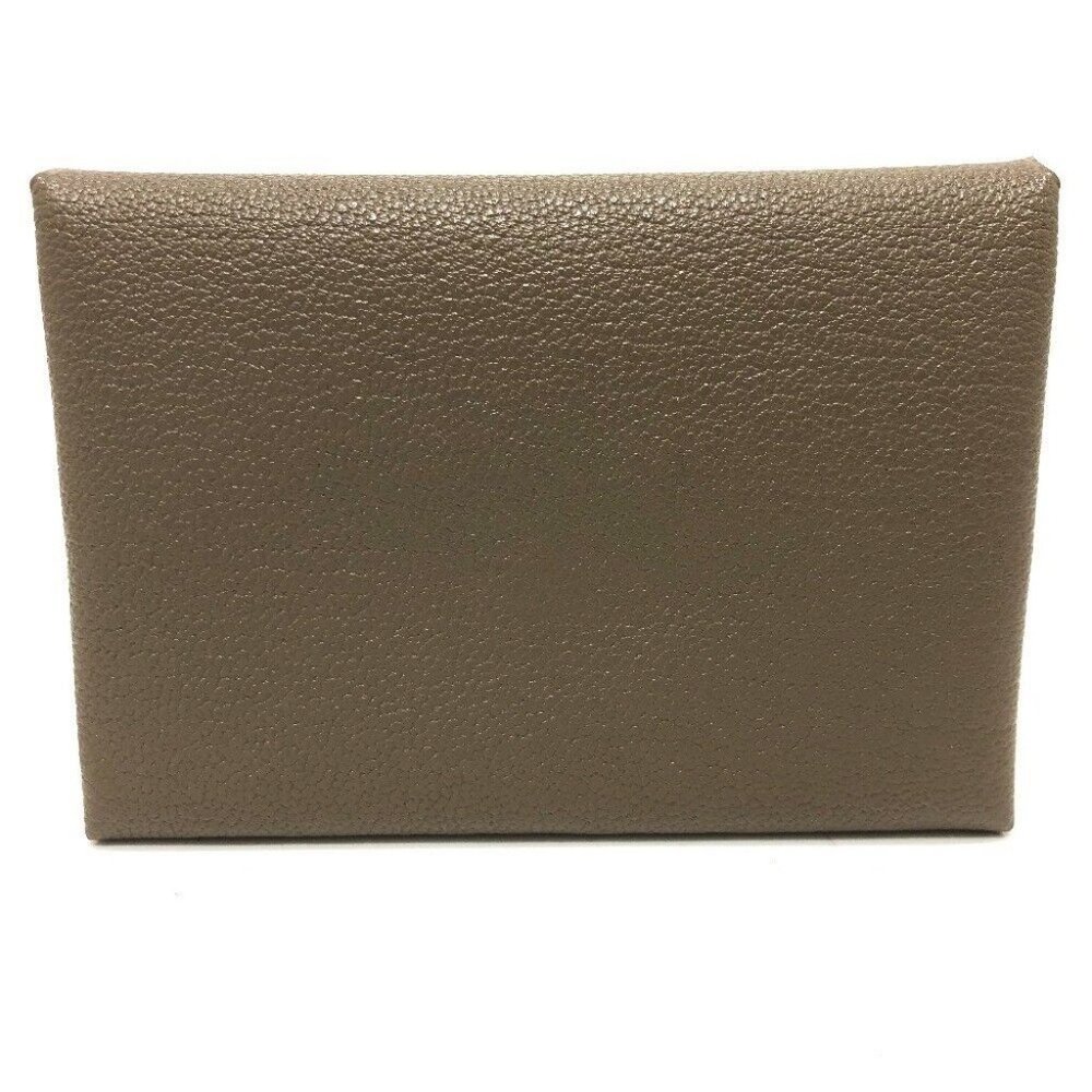 HERMES Calvi duo Business card holder Bifold Card Case Chevre Misol Brown Unused